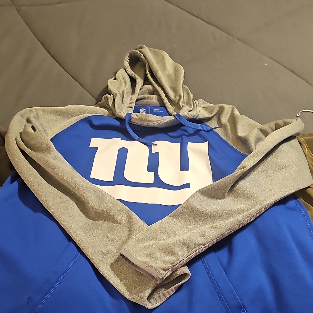 Blue and Gray Hoodie with Logo